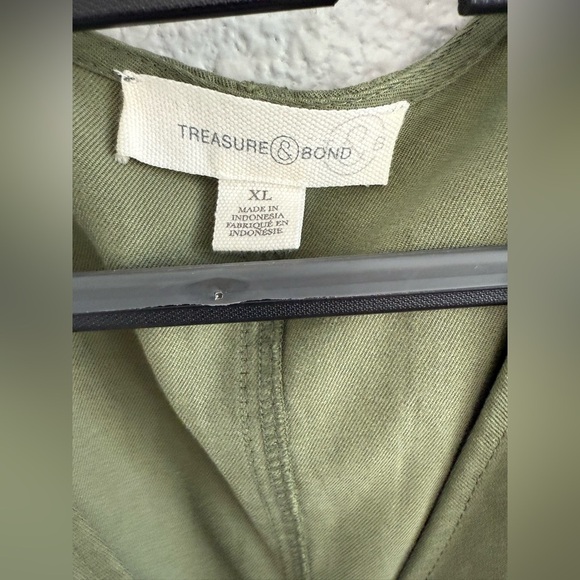 Nordstrom Treasure & Bond Woven Zip Front Size XL Washed Jumpsuit Green - Picture 6 of 6